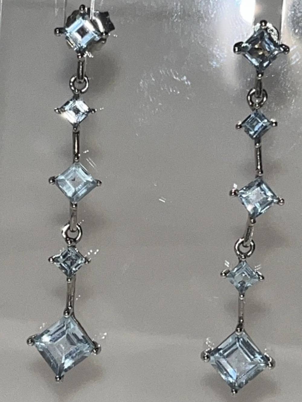 Aquamarine Dangle Earrings 2” 925